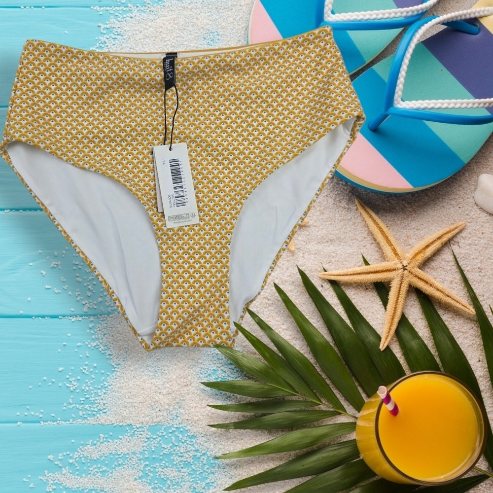 NWT Huit Sunkissed High Waisted Cheeky Bikini Bottom In Yellow Size‎ XS